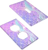 Vista 4 de 2 placas de pared de sirena para interruptor de luz, bonita cubierta decorativa de salida para niñas, niños, dormitorio, cocina, hogar, baño, sala