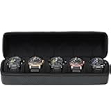 CAIOVSE Travel Case, 5 Slots Storage Box for Men, Hard Organizer With Removable Shockproof Watch Pillows (Black)