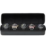 CAIOVSE Travel Case&comma; 5 Slots Storage Box for Men&comma; Hard Organizer With Removable Shockproof Watch Pillows &lpar;Black&rpar;