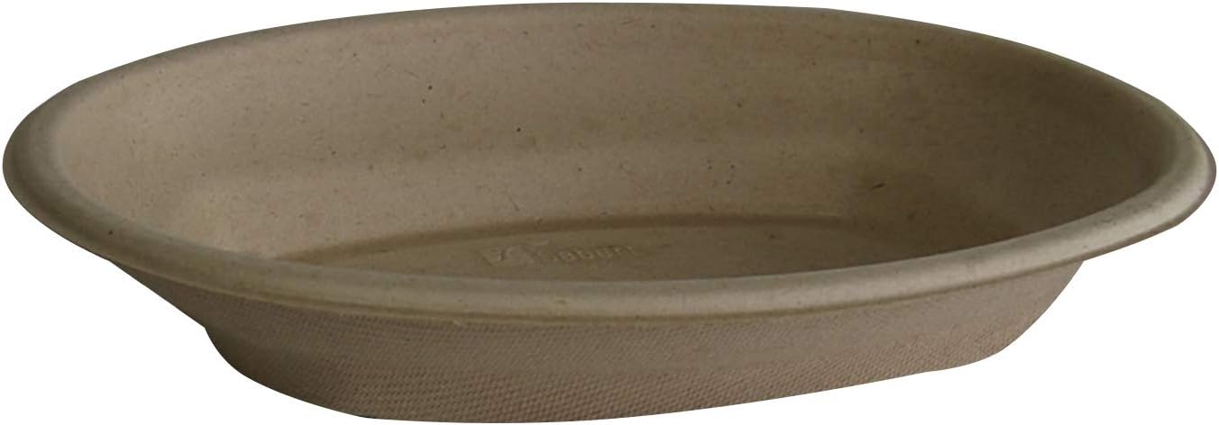 Sabert Pulp 16 oz Oval Burrito Bowl, Certified Compostable, Recyclable, Microwaveable, Reheatable, Disposable, Durable, 300 Count