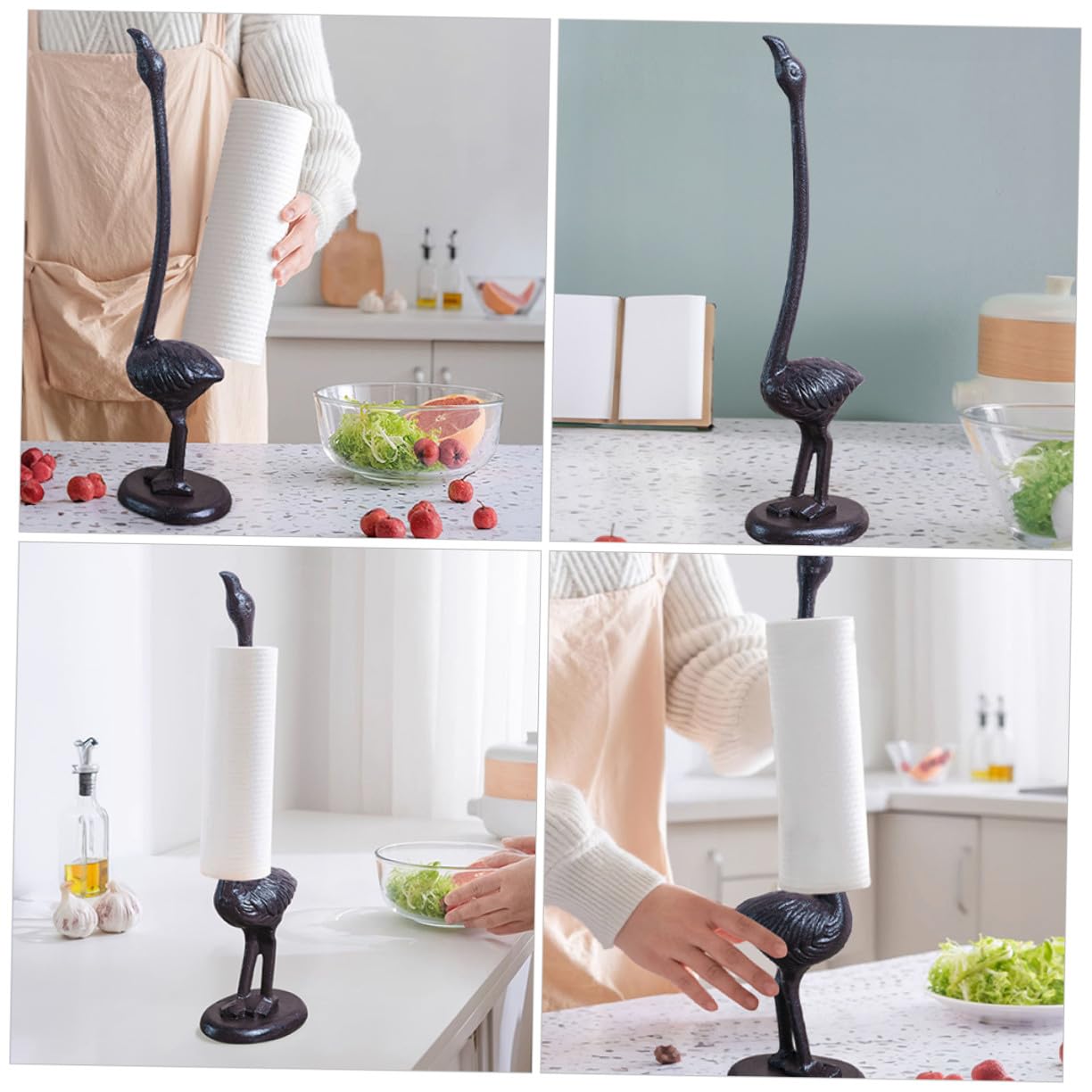 Ipetboom Portarrollos de Papel de Cocina de Hierro con Diseño de Flamenco Vintage Soporte Compacto y Resistente para Toallas de Papel Encimeras para Hogar Bar y Restaurante