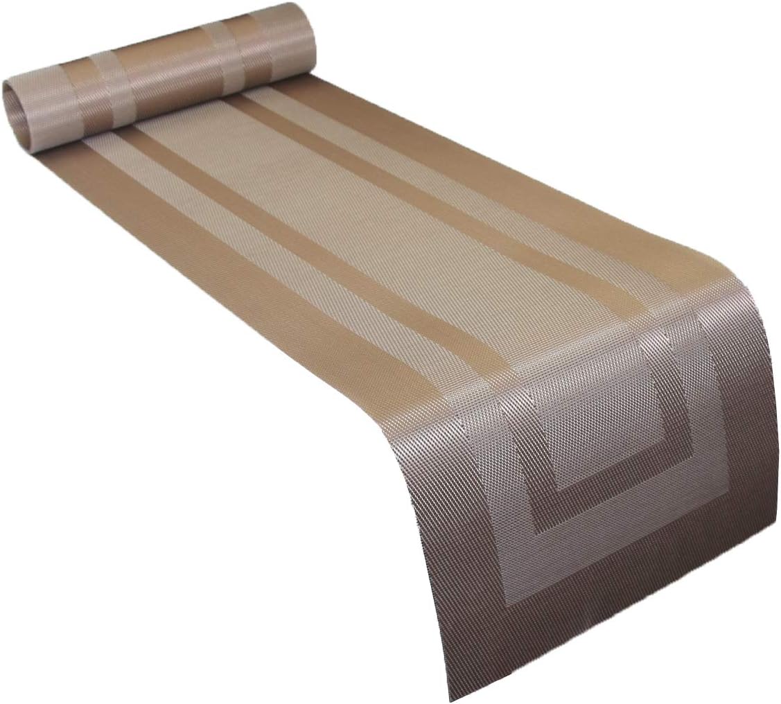 Blасk Frіdау 🔥 pigchcy Placemats with Matching Table Runner,Heat Insulation Vinyl Cross-Weave Washable Table Mats Sets(6pcs Placemats + 1pcs Table Runner,Champagne)