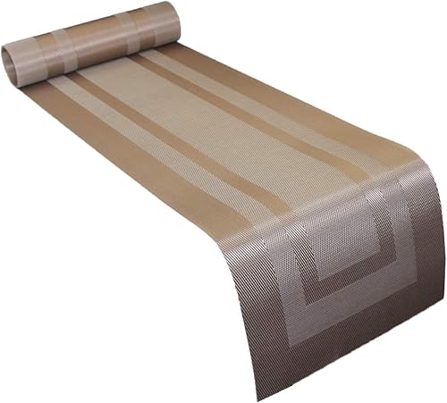 Miniatura 4 de PIGCHCY Juego de 6 manteles individuales y camino de mesa, de vinilo con aislamiento térmico y tejido cruzado lavable, 6 manteles individuales + 1