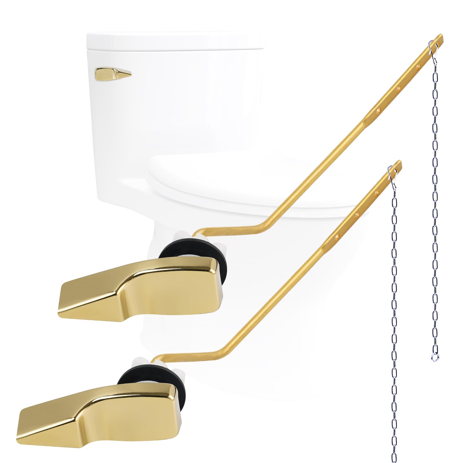 2PACK Universal Side Mount Metal Toilet Handle Replacement Kit, Shiny Gold