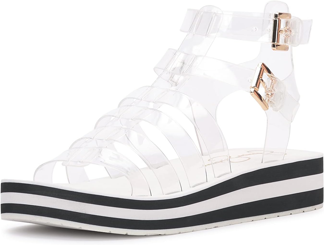Jessica Simpson Women's Bimala Platform Sandal Wedge, Clear Black, 5