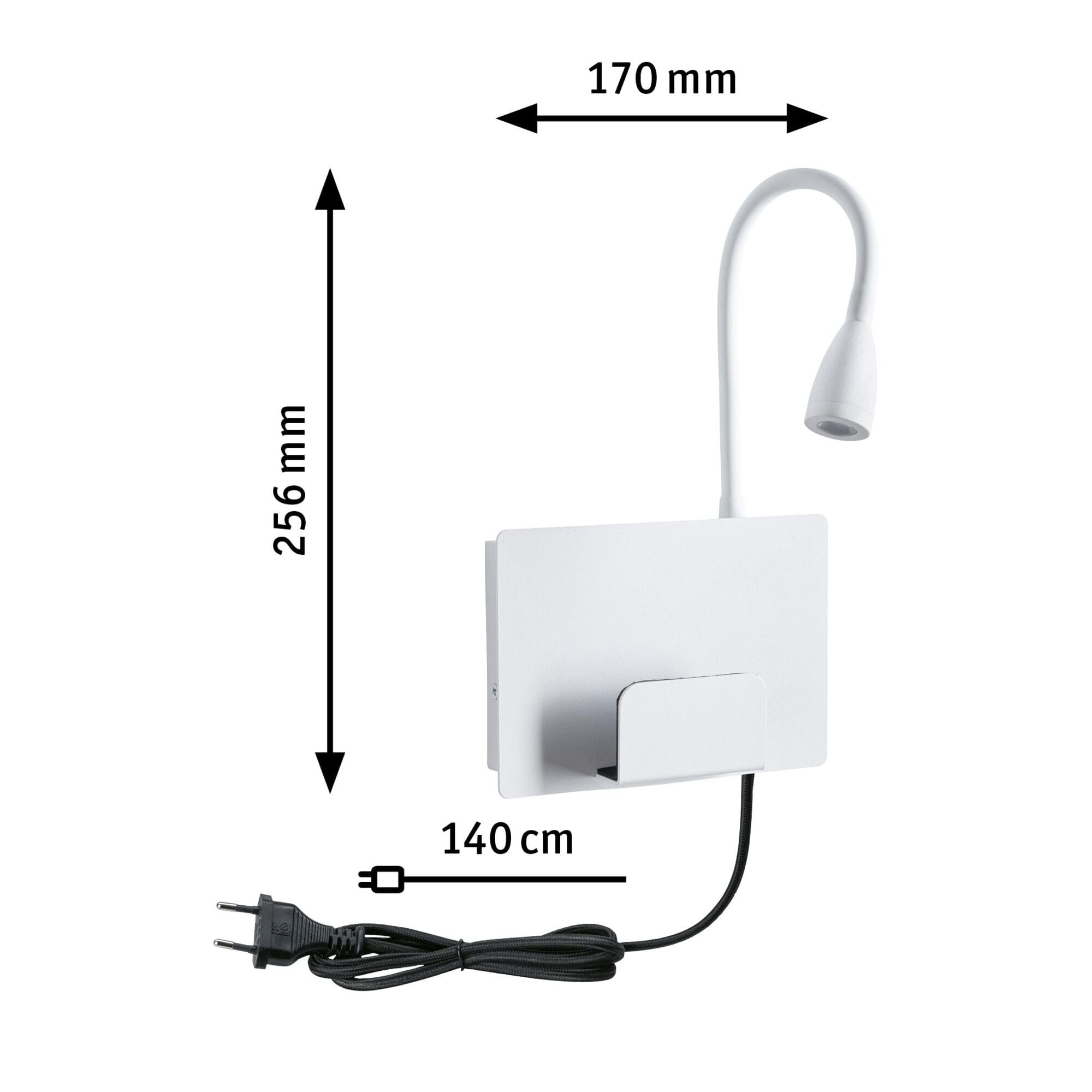 Paulmann 71100 LED oprawa naścienna Halina USB C 2700K 200lm 230V 2,4W biały matowy, lampa naścienna do czytania