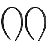 2Pcs Satin Headbands Wide Hard Head Band Fashion Solid Hairband Non-Slip Plain Hair Bands DIY Holiday Elastic Hoops for Women Girls Cosplay Holiday Halloween Christmas Valentine's Day(black, 1.5cm)