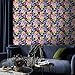 VaryFloral Floral Peel and Stick Wallpaper Vivid Colorful Flowers Navy Blue Wallpaper for Bedroom Pink Yellow Blue Multicolor Floral Contact Paper for Cabinet, Self Adhesive, Removable, 12