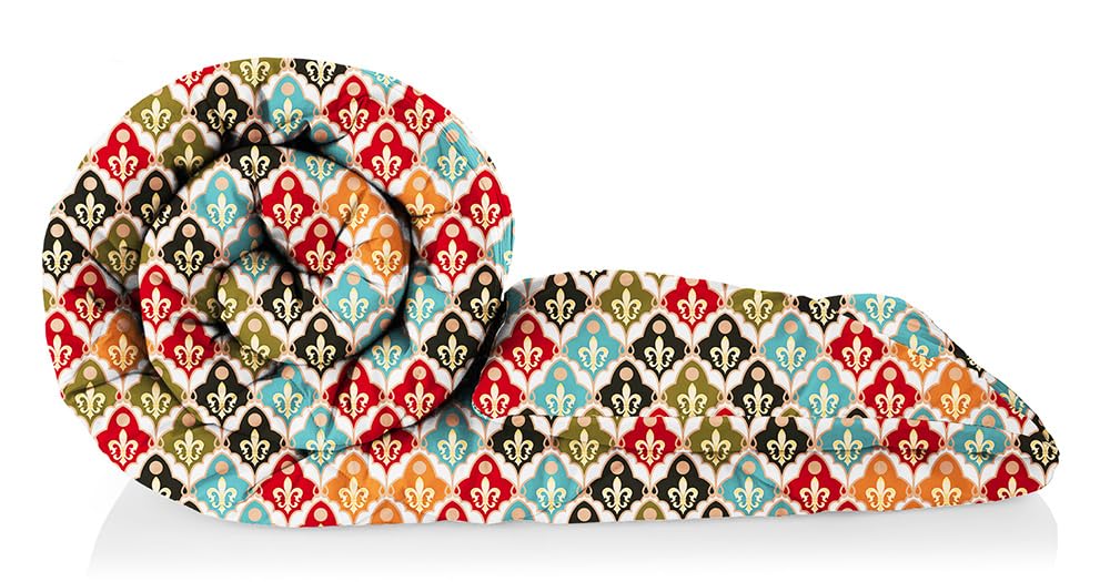 BSB HOME Jaipuri Print Summer/All Season Printed Reversible Single Bed Glace Cotton Microfiber Comforter Blanket | Quilt |AC Dohar | Duvets - (120 GSM, Multicolour - Red Blue)