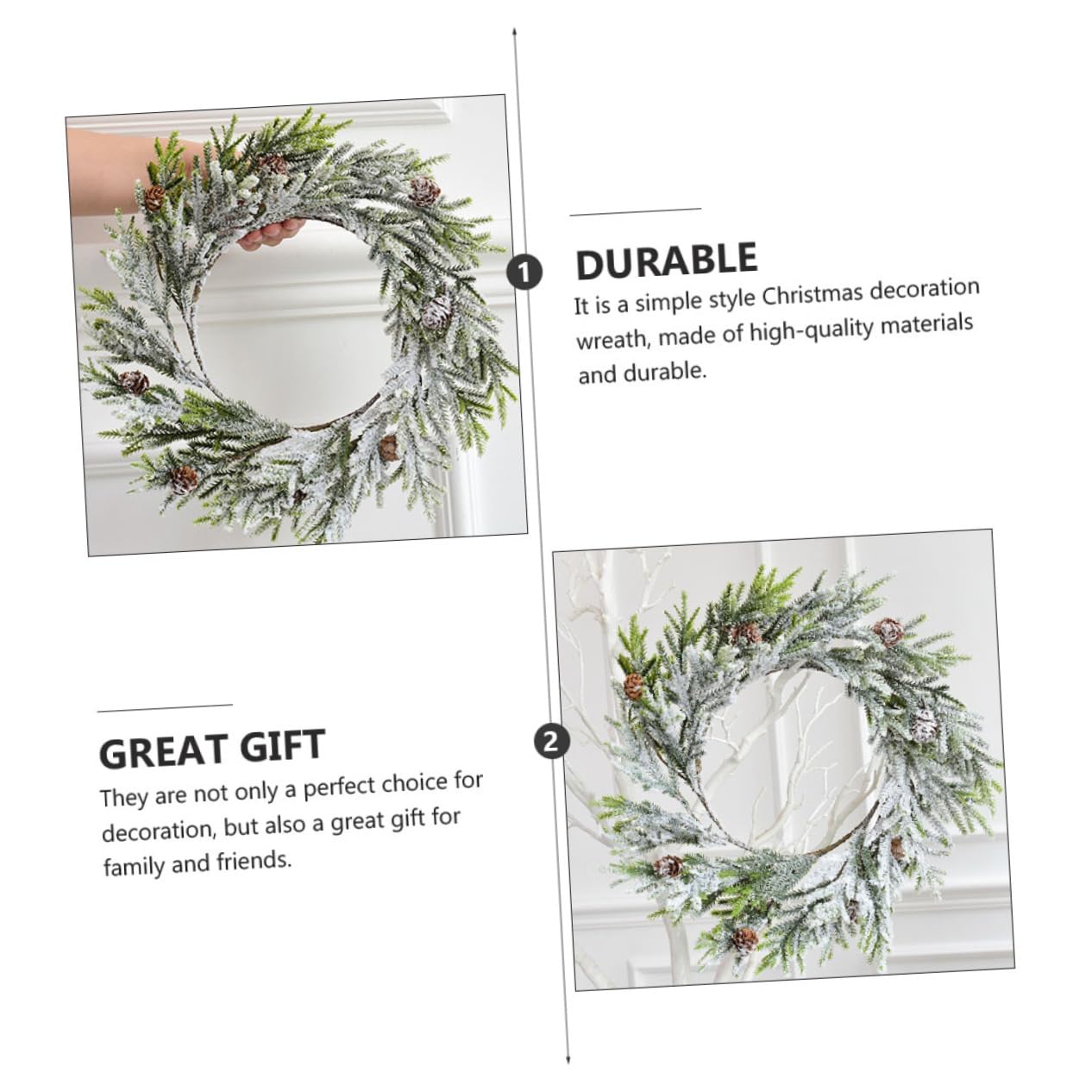 Alipis Couronne de Noël avec Pendentif Pomme de Pin Guirlande de Porte Décoration Festive à Suspendre Décoration de Fête Intérieure et Extérieure