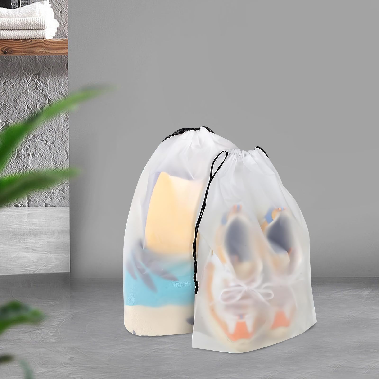 Borsa per Scarpe da Viaggio 40pezzi 30x40 Cm Pe Bianco | Festa Scuola Decor, Borsa Portaoggetti Coulisse, Riutilizzabile e Portatile per Packing e Commuting