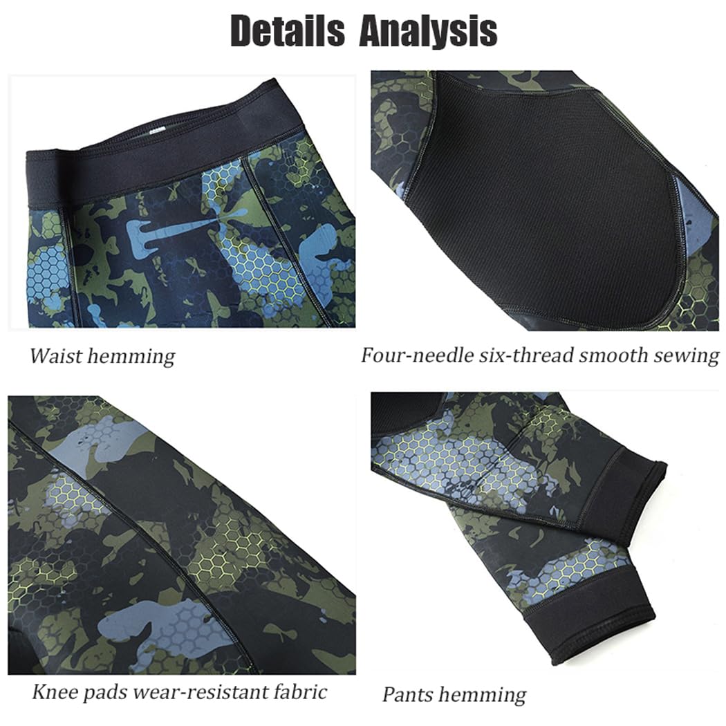 LANGWEI Muta in Neoprene da 3 MM per Uomo, 2 Pezzi Muta Mimetica per Pesca Subacquea Immersioni in Apnea Acque Fredde Costume da Bagno per Immersioni, Surf, Nuoto E Kayak.