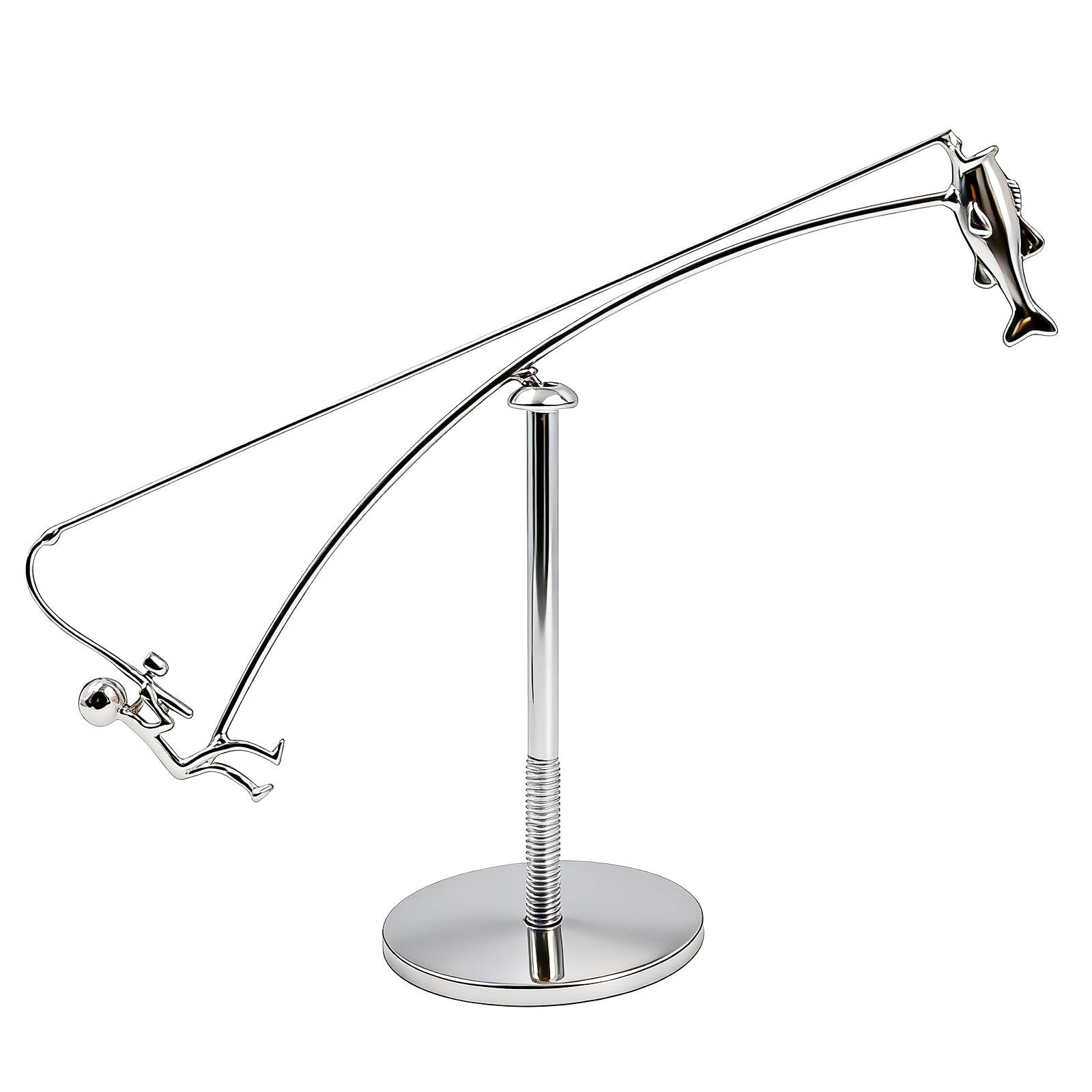 Guzeelu Fisherman Balancing Sculpture, Kinetic Fishing Statue, Metal Fisherman Ornament, Balance Art for Home Office Desk, Fishing Decor Gift for Men