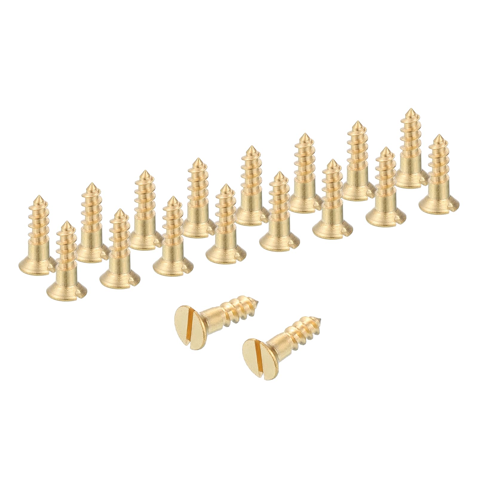 sourcing map Wood Screws, M3.5 x 9mm Brass Slotted Flat Head Self Tapping Screw Quick Metal Self-Tapping for Indoor Household Appliances Furniture Woodworking Pack of 38