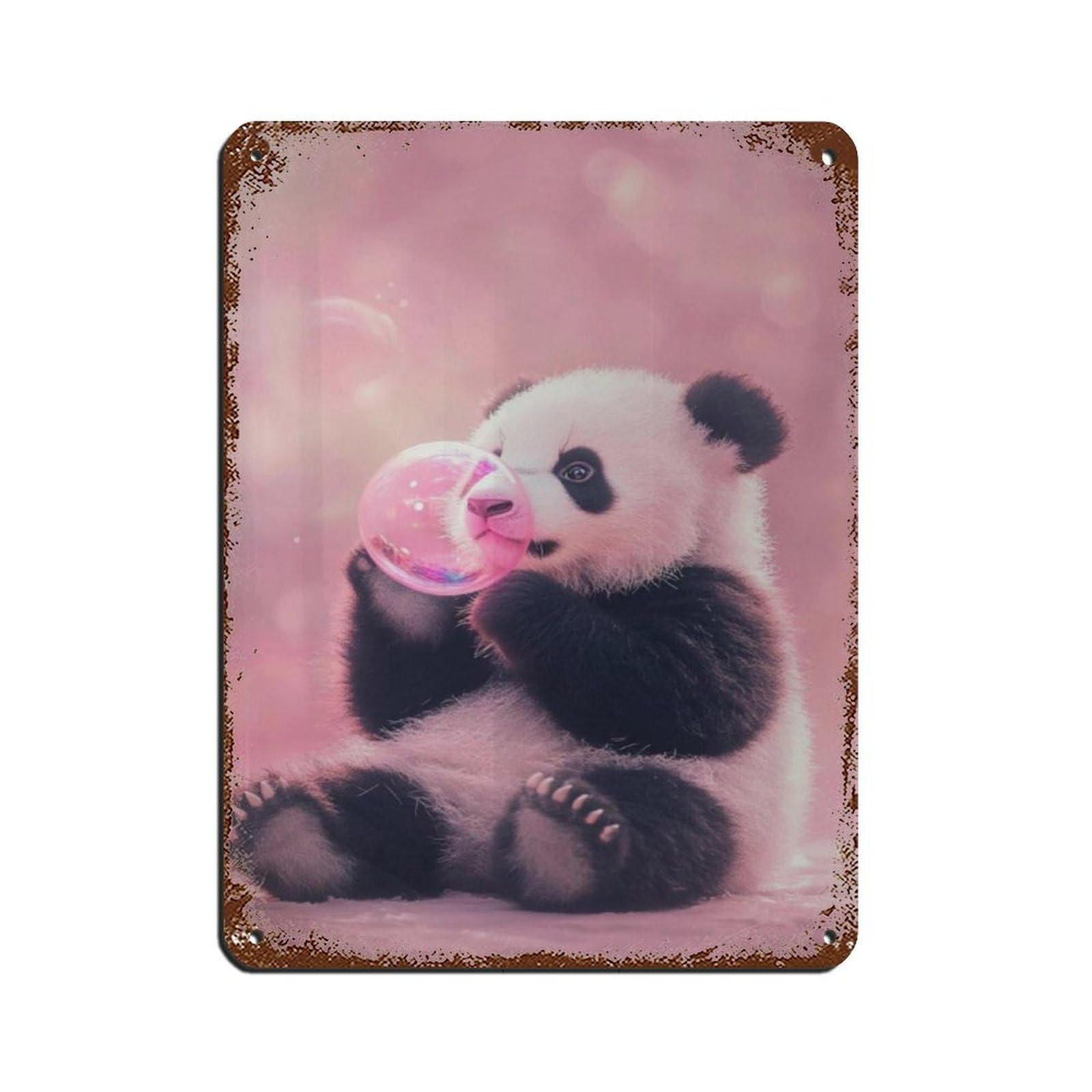 Cute Panda, Baby Panda Poster Retro Poster Metal Tin Sign Chic Art Retro Iron Painting Bar People Cave Cafe Family Garage Poster Wall Decoration 12x16inch(30x40cm)