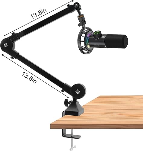 Miniatura 2 de JCMOYUTY Soporte de brazo de micrófono ajustable para FIFINE K658, soporte de brazo de micrófono ajustable de suspensión de perfil bajo con