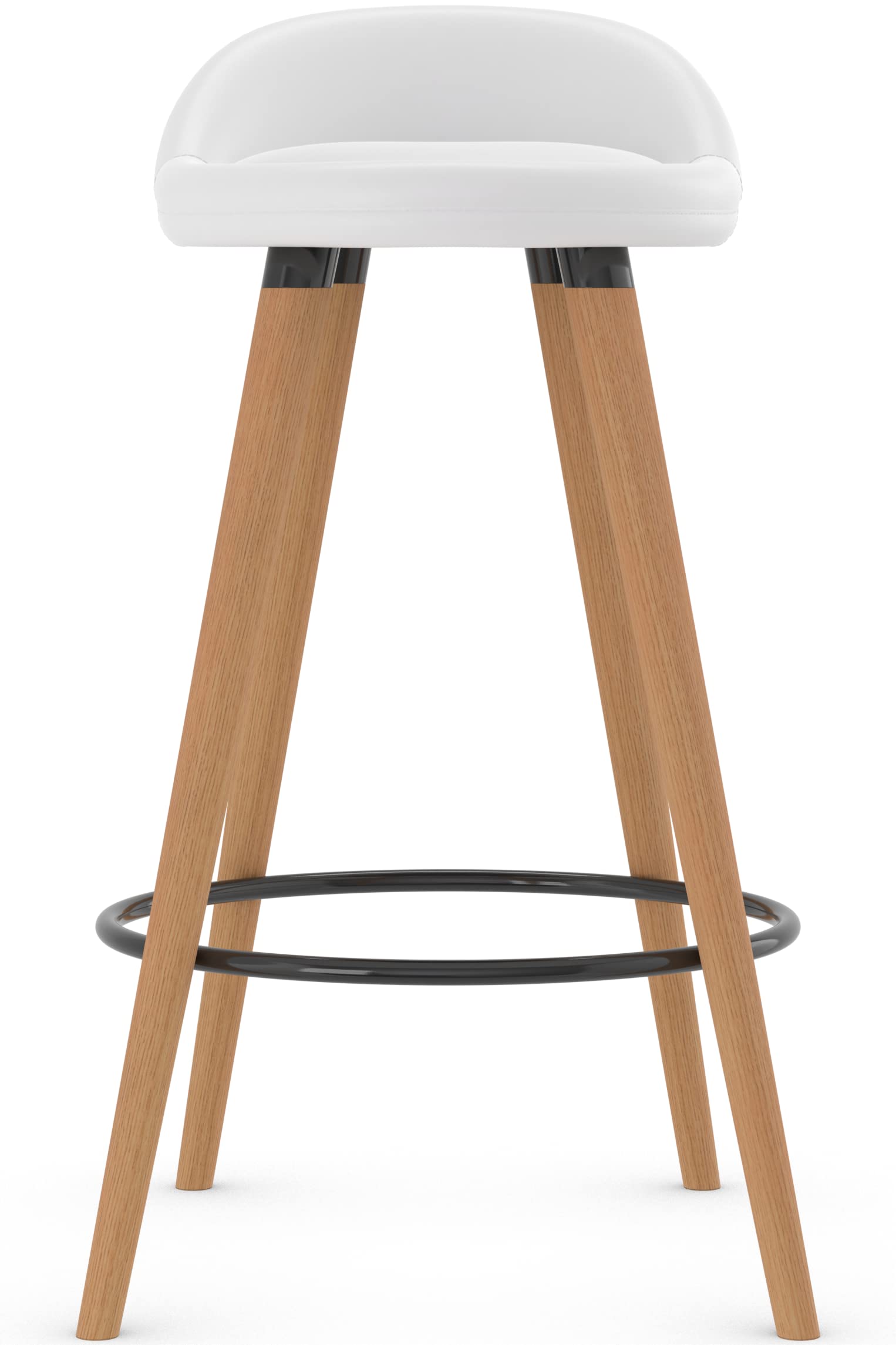 Skandi Bar Stool Leather (White)