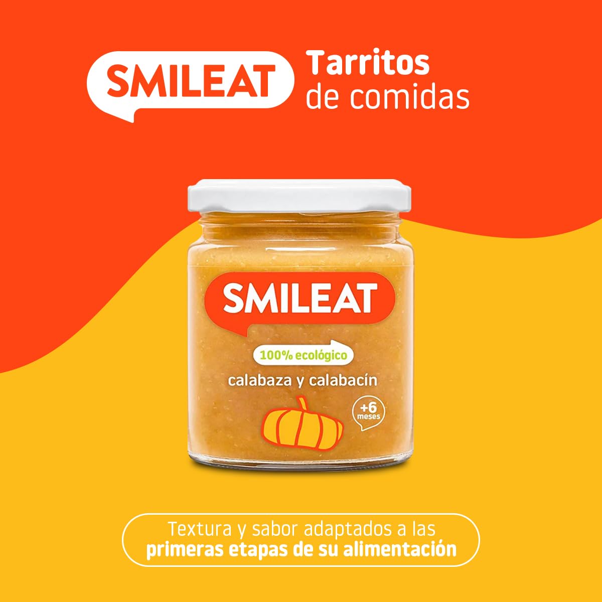 Smileat Tarrito infantil Verduras Calabaza Calabacín 6 Meses Sin Azúcar Sal Añadido 230g