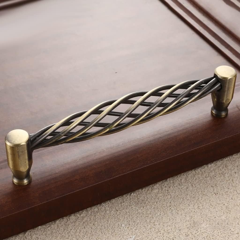 2 Pack Birdcage Cabinet Pulls Matte Black Bronze Metal Oval Nest Twist Kitchen Cupboard Handles Retro Birdcage Cabinet Handles Vintage Brass Cabinet Knob Drawer Hardware (160 mm, Bronze (B))
