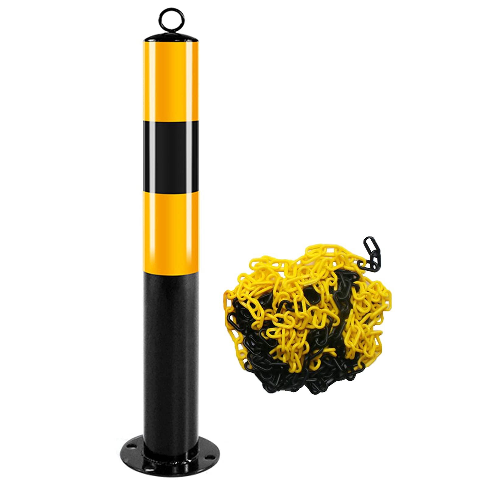 Generico Coni di parcheggio da 7,6 cm con Catena in plastica da 5 m - Segnaletica di barriera per vialetti, per Il Controllo del Traffico, la Sicurezza Stradale e la Gestione di Eventi (600x76 mm)
