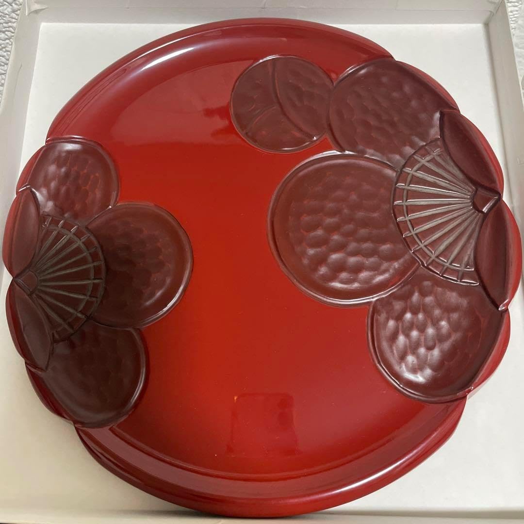 鎌倉彫 丸盆 和歌美屋 天然木 鎌倉彫 丸皿 梅モチーフ 飾り盆 天然