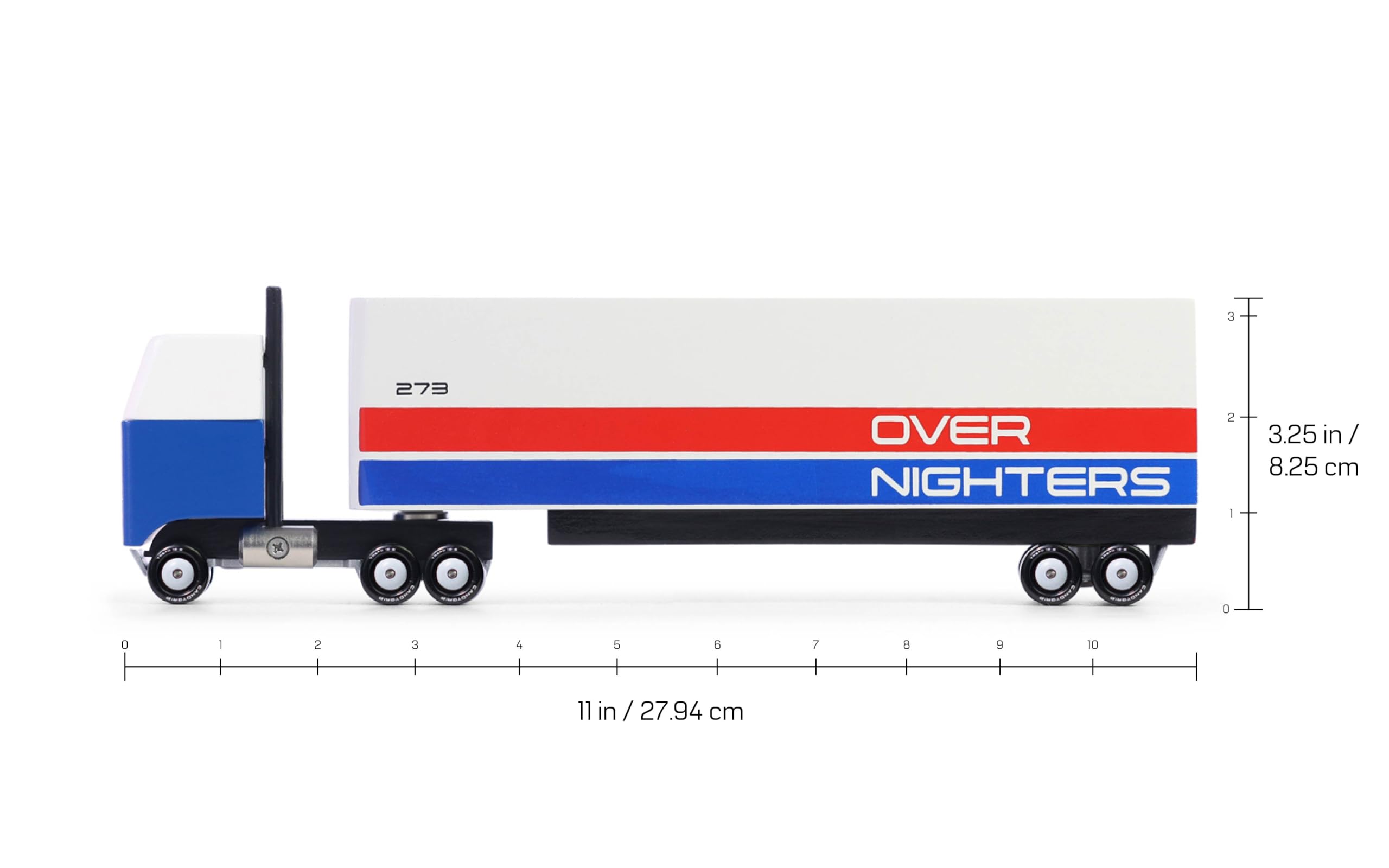 CANDYCAR® Wooden Diecast Collection - Overnighters Semi Truck, Premium Handcrafted Beech Wood Toy Car