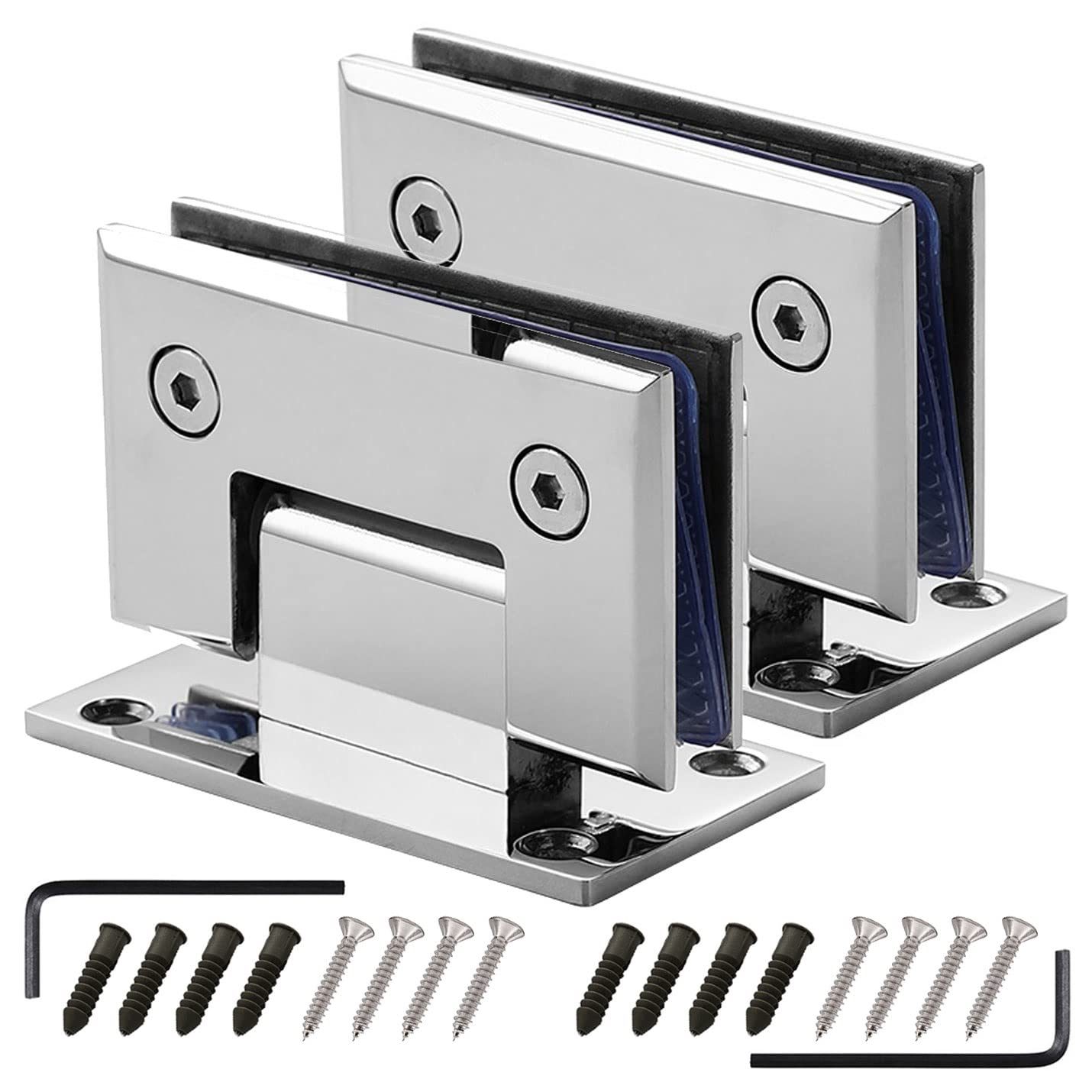 Vhkjewe One Color 2 Pack 304 Stainless Steel, Bright Silver 90° Two-Way Bathroom Glass Clamp, 8-12Mm Swing Door Shower Hinges