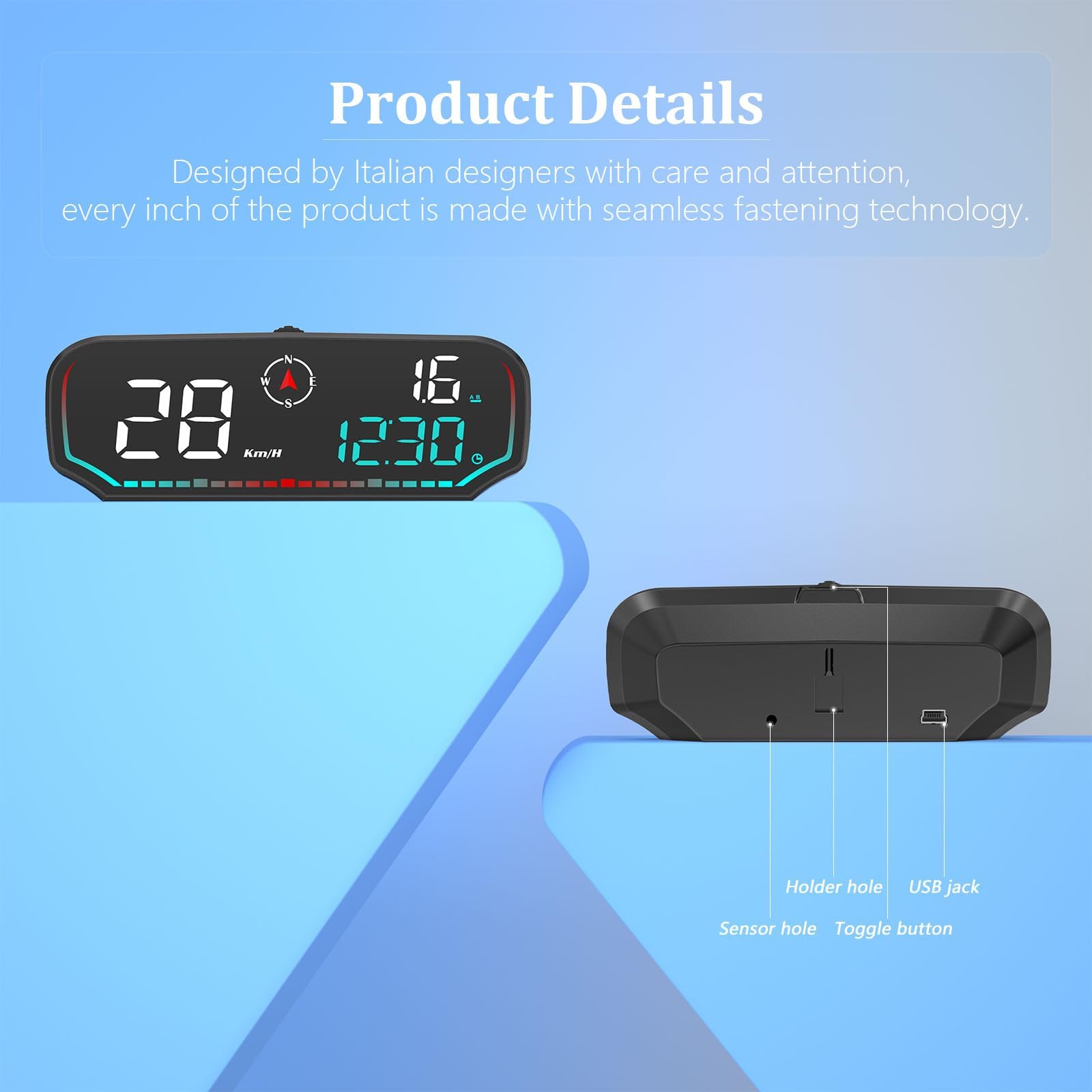 GPS Speedometer, Car Head Up Display, KM/H and MPH, Digital Speedometer Car MPH, with Speed Reminder and Fatigue Driver Reminder, Suitable for All Cars