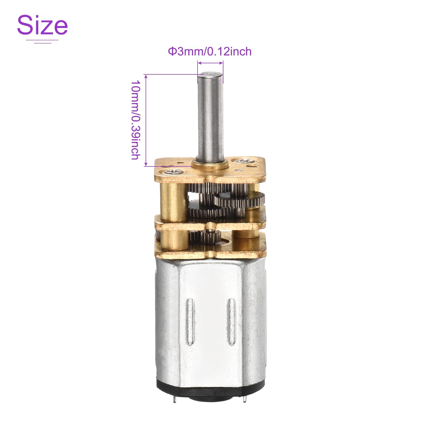 DMiotech 2Pcs 3V 100RPM Rated Torque 1.8 Output Shaft Length 10mm Micro DC Speed Reduction Motor Mini Metal Gearbox Motor for RC Car Robot Model DIY RC Toys Engine - Image 3