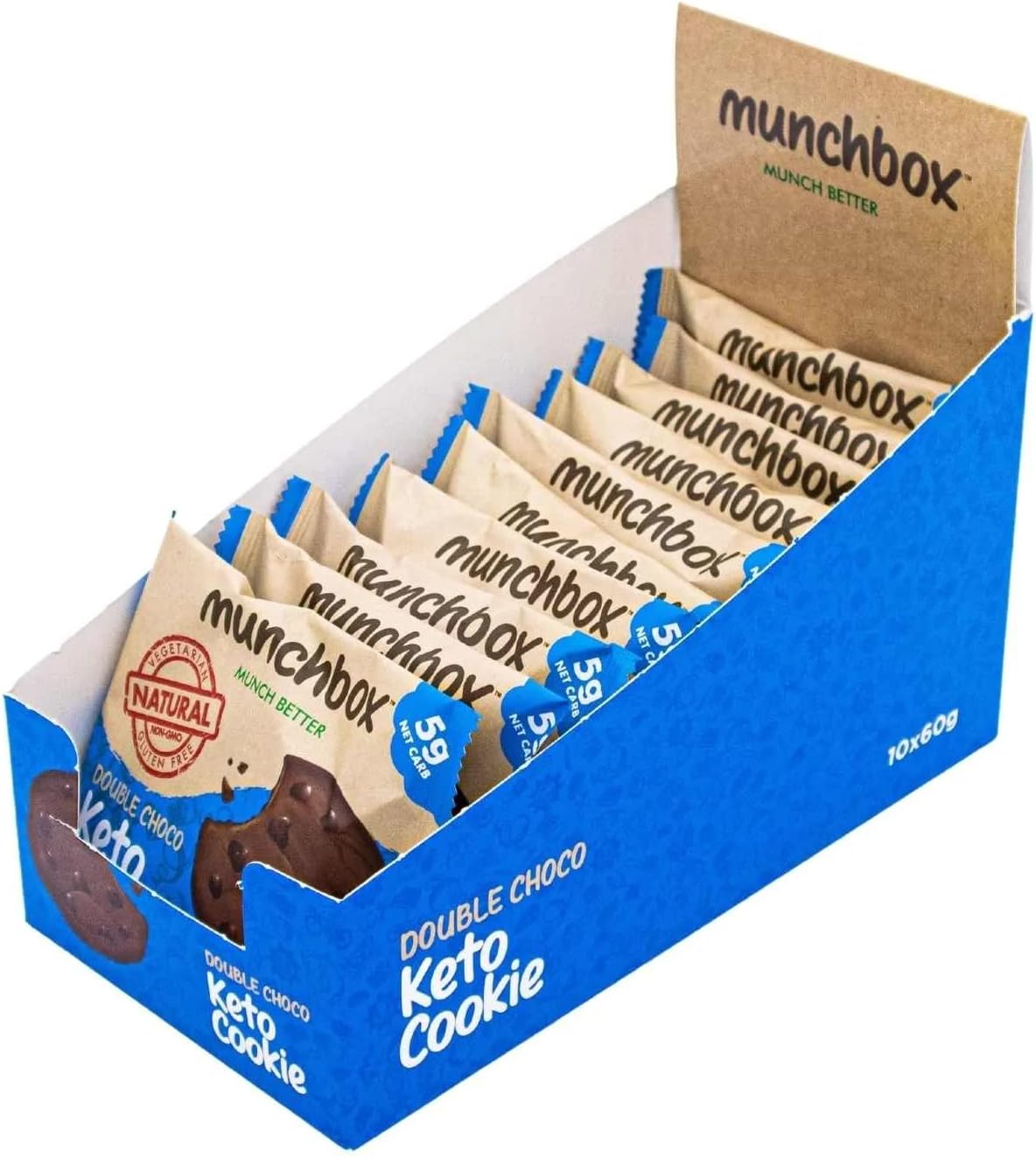 Munchbox Double Choco Chip Keto Cookie 60 g, 10-Pack