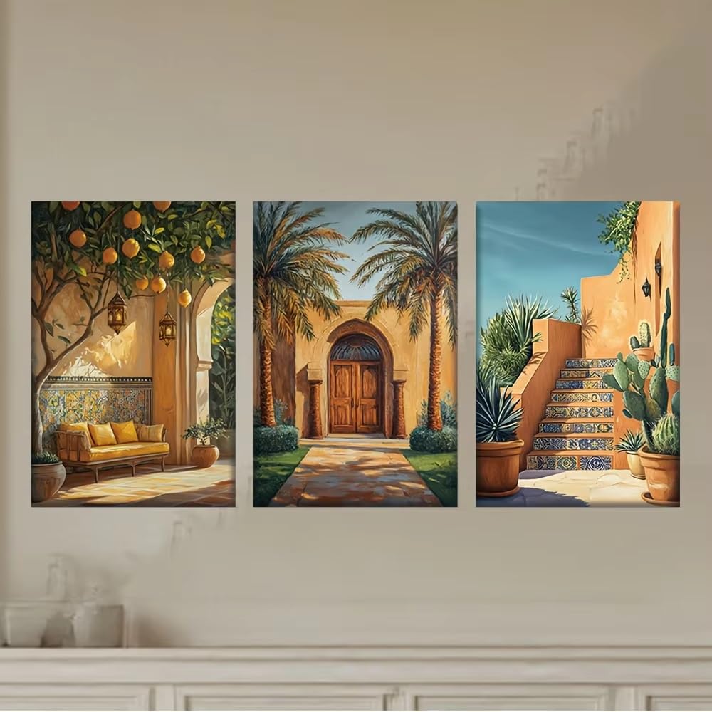 Cuadros sobre lienzo de lujo, estilo minimalista, con paisajes, pósteres y láminas para decoración del hogar (60x90cm - 3 piezas)