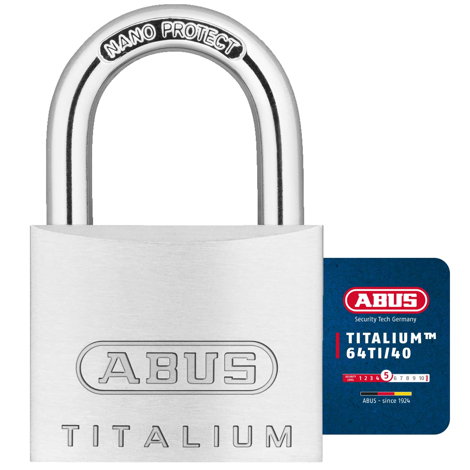 Titalium 64TI/40 Padlock - Set of 2 Keyed Alike - Cellar Lock with Special Aluminium Lock Body - Hardened Steel Shackle - ABUS Security Level 5