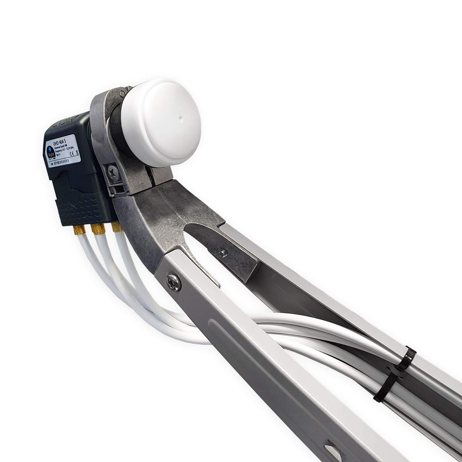 Fuba DAA 850 A 85cm Sat Schüssel Anthrazit Satellitenantenne Aluminium Reflektor + HB-DIGITAL UHD Quad LNB 4 Teilnehmer Direktanschluss schwarz 4K Utra HDTV Full HD 3D fähig + 8X F-Stecker vergoldet