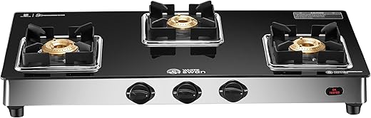 WhiteSwan | MagicCook | Stainless Steel Body | 6 mm toughened Glass | 3 Burner | Square Flame Guard | Automatic Ignition | ISI Certified | 2 Year…