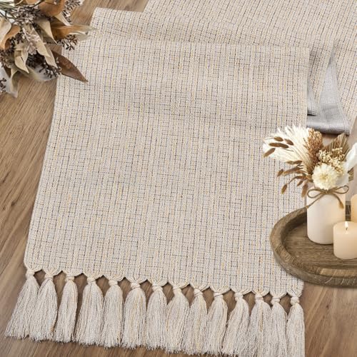 Sofevaim Boho Fall Table Runner 13x72 Inch, Linen Woven Dresser Runner - image 4