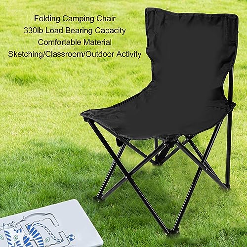Chaise de camping pliante noire avec support stable et pliable - 4