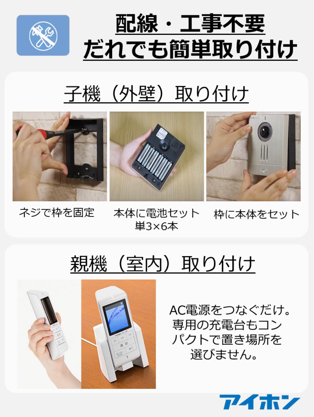 Amazon.co.jp: アイホン ドアホン インターホン ワイヤレス 子機電池式