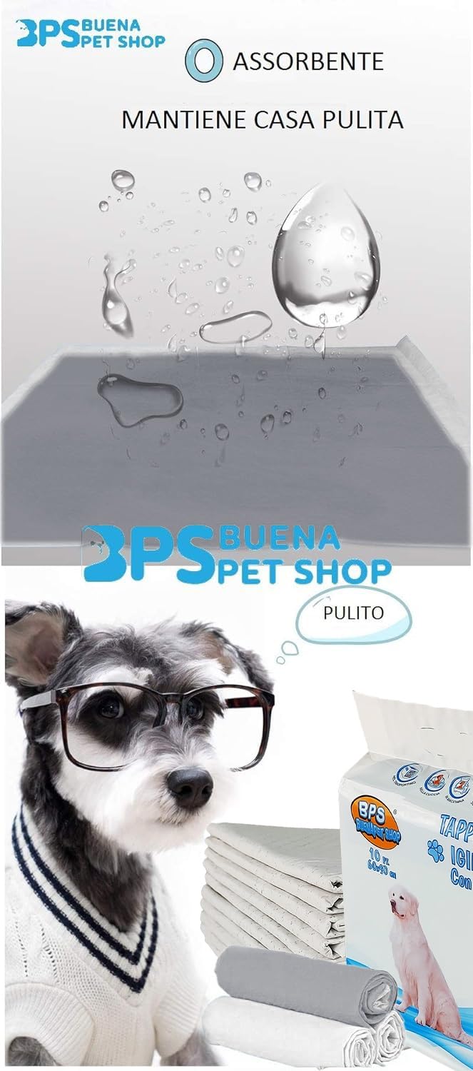 TAPPETINI IGIENICI BPS PET SHOP CARBONI ATTIVI PER CANI 60x90cm 120pezzi