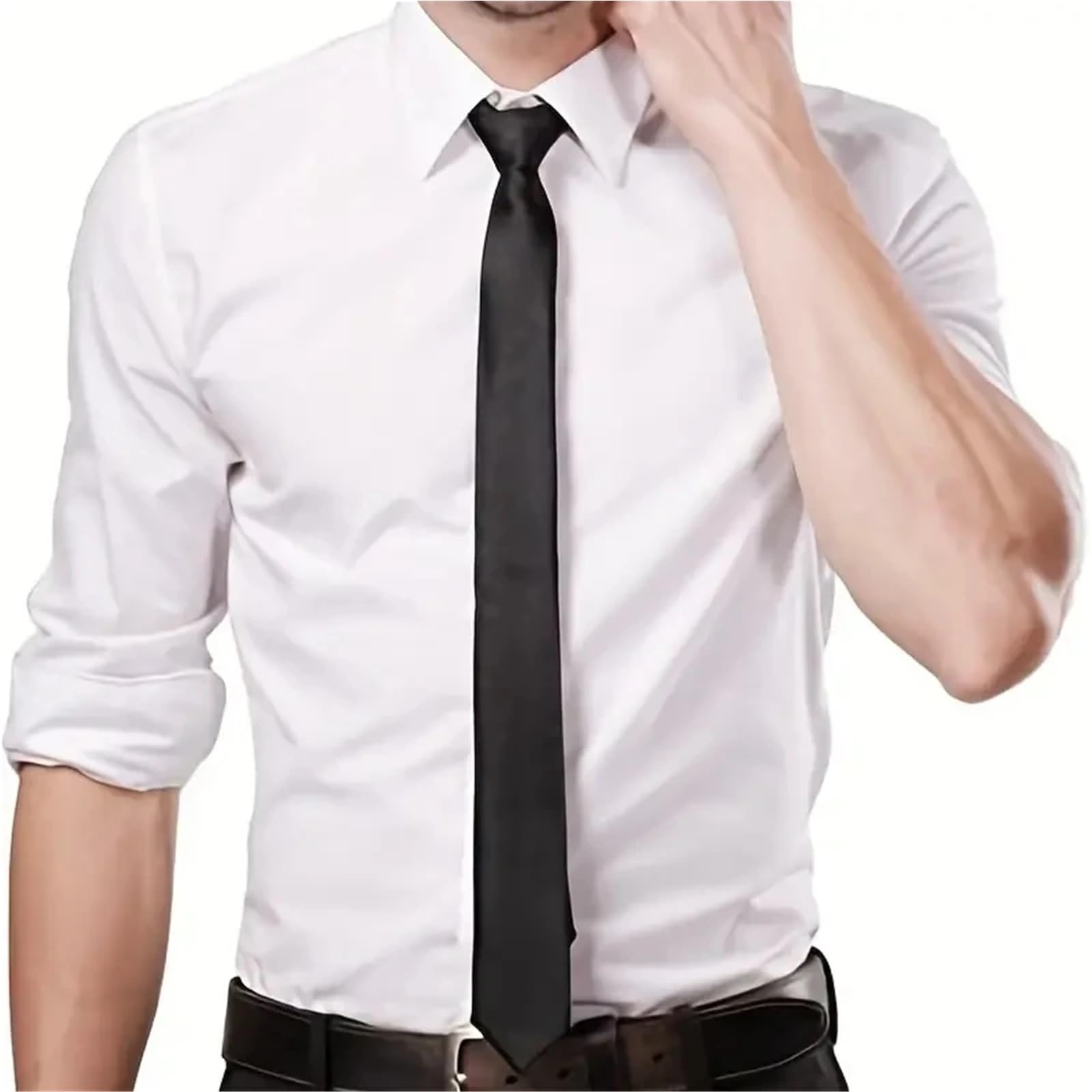 3 pièces Simple et décontracté 5CM cravate hommes d'affaires formels étudiants étroits couleur unie Pour Travail
