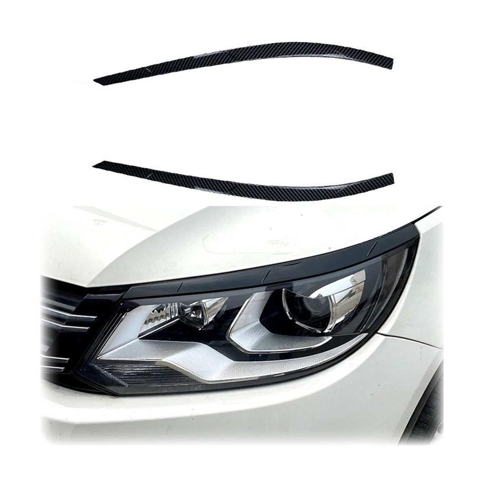 Przednie reflektory przednia osłona powieki brwi akcesoria, pasujące do naklejki samochodowej Tiguan MK1 2011-2016(Carbon Fiber)