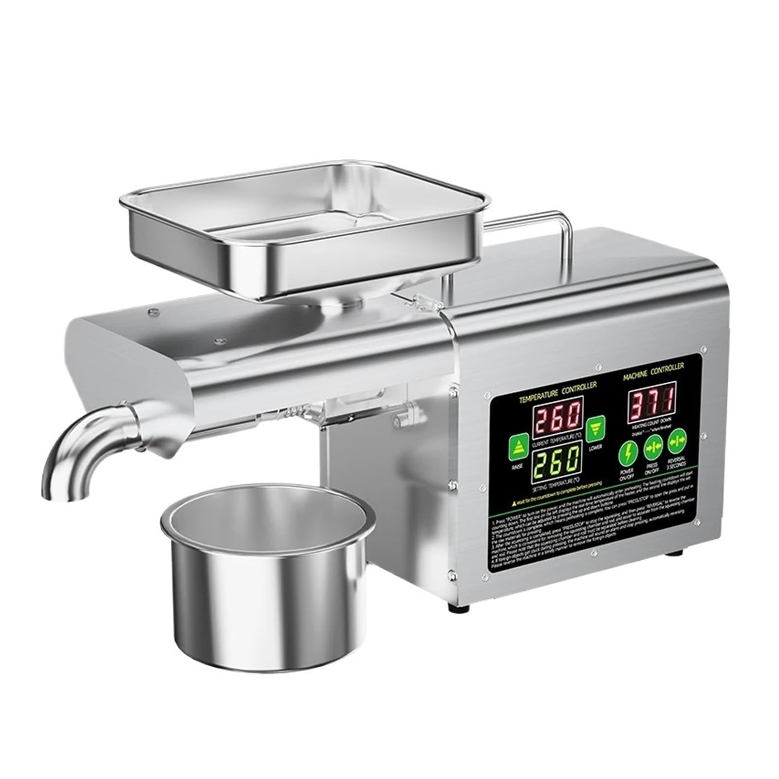 HCZKIUJY Oil Press Stainless Steel Cold And Hot With Automatic Temperature Control For Rapeseed Sesame Intelligent Temperature Control