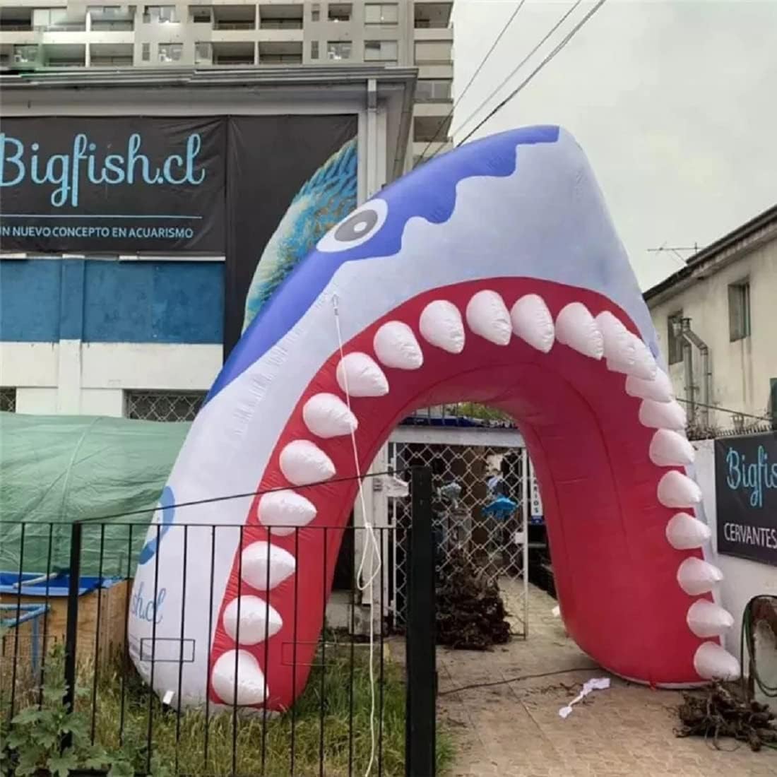 Inflatable Shark Mouth Arch Inflatable Shark Entrance 13ftx13ft with Blower for Stage Event Birthday Party Ocean Theme Decoration