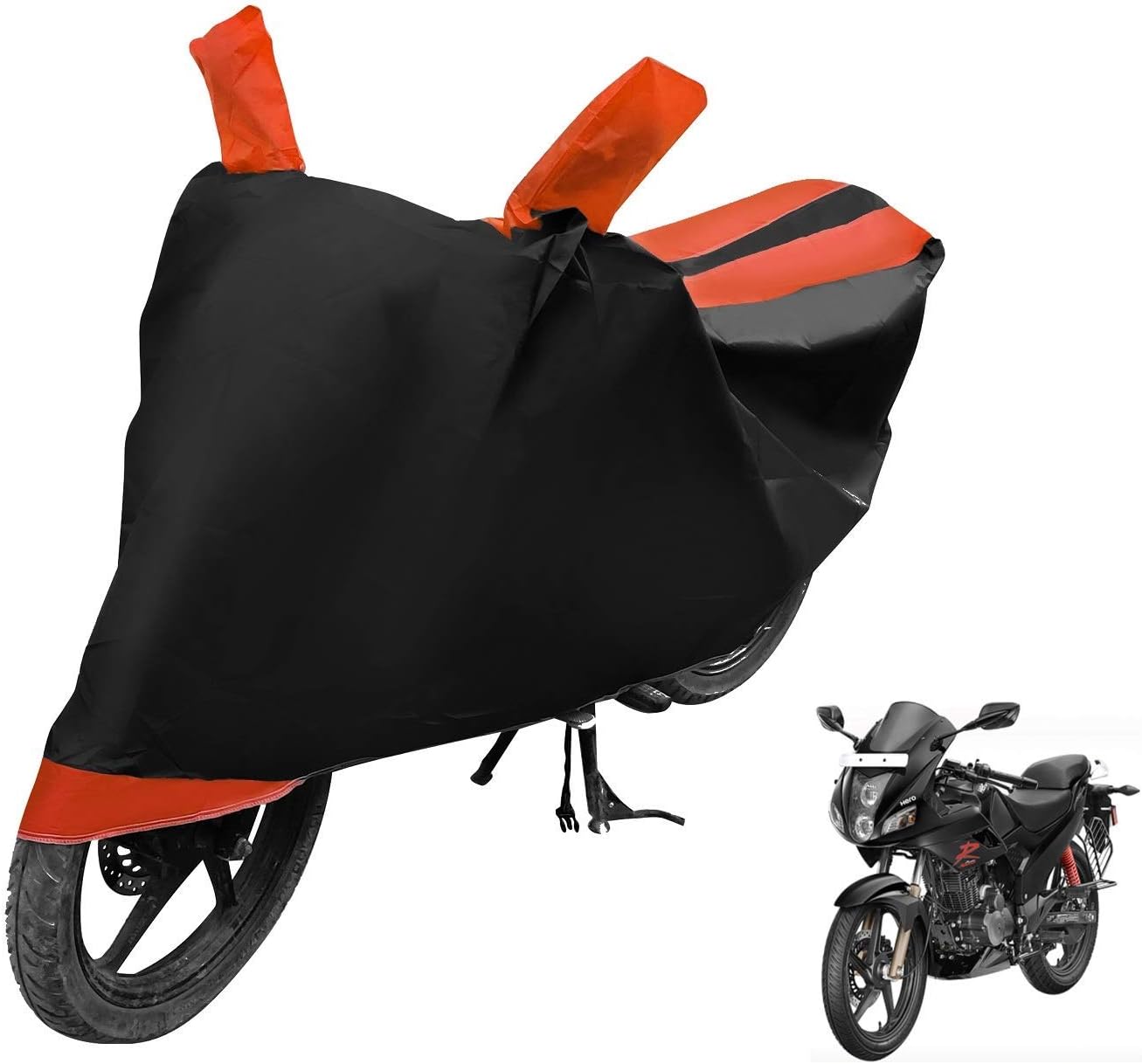 Auto Hub Hero Karizma R Bike Cover Waterproof/Karizma R Cover Waterproof/Karizma R Bike Cover/Bike Cover Karizma R Waterproof/Karizma R Body Cover/Bike Body Cover Karizma R (Black, Orange)