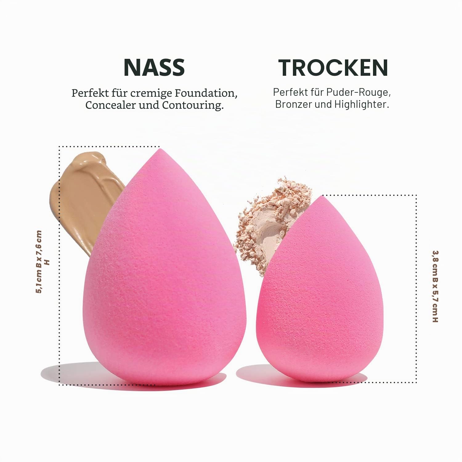 Miss A Aoa Collection Make-up Schwamm Set Makeup Blender Latexfrei und High Definition Set von 6 Makeup Blender für Puder, Creme und Flüssigkeit, Super Soft Wonder Blender Beauty Cosmetic Tool