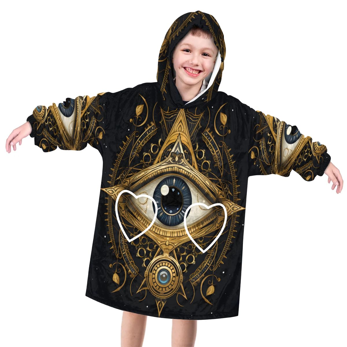 Wearable Blanket Hoodie for Kids, Colorful Aztec Fleece Sweatshirt Blanket Oversized Blanket Sweatshirt with Pocket Flannel Warm Hooded Blanket 6-10 Year Old Girl Boy Gift, One Size