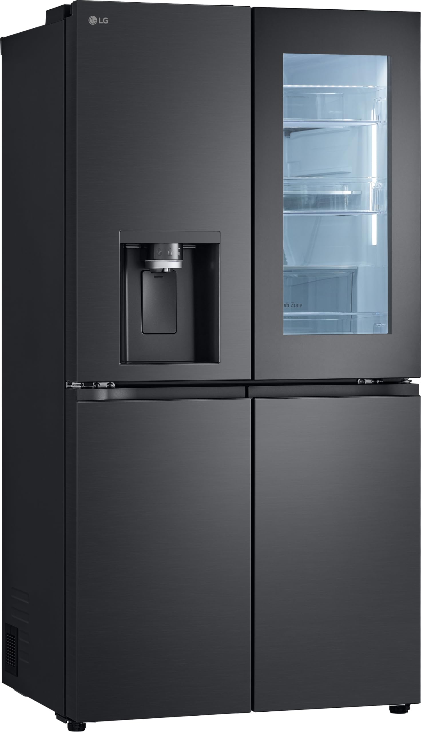 LG GMG960EVEE Multi-Door Kühlschrank mit Gefrierfach (638 L, Energieklasse E) mit InstaView und Craft Ice, Eis- und Wasserspender, Total No Frost, Silber
