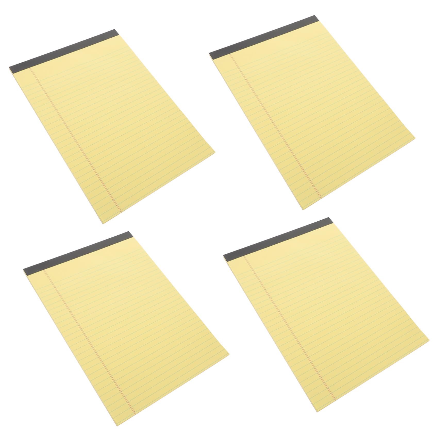 Blocco Note A4 Giallo 4 Pezzi Carta Spessa e Righe Larghe, Design Strappabile per Appunti Legali e Pianificazione da Scrivania