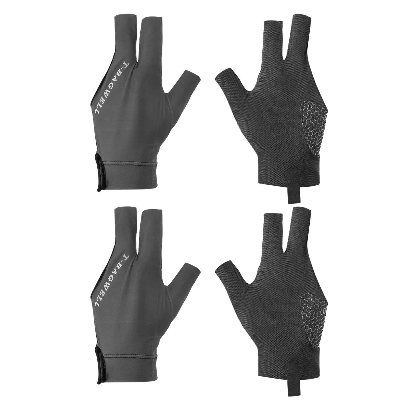 PATIKIL 3 Finger Pool Glove Left Hand, 2 Pcs Billiard Gloves Pool Cue Accessories for Shooter Carom Pool Snooker Cue Sport Grey