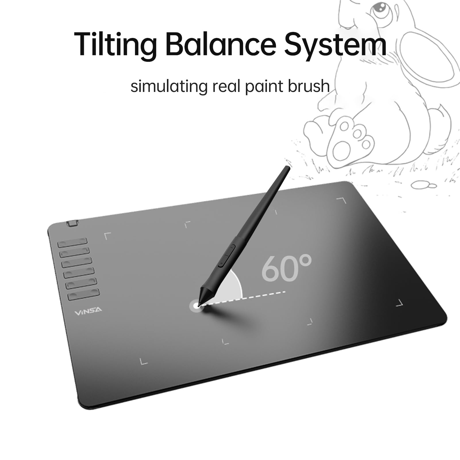 Karlak T1161 Tableta gráfica de Dibujo Boceto de creación de Arte ultradelgado con lápiz óptico sin batería 8 Puntas de lápiz 8192 Niveles de presión 12 Teclas de Acceso Directo Personalizadas