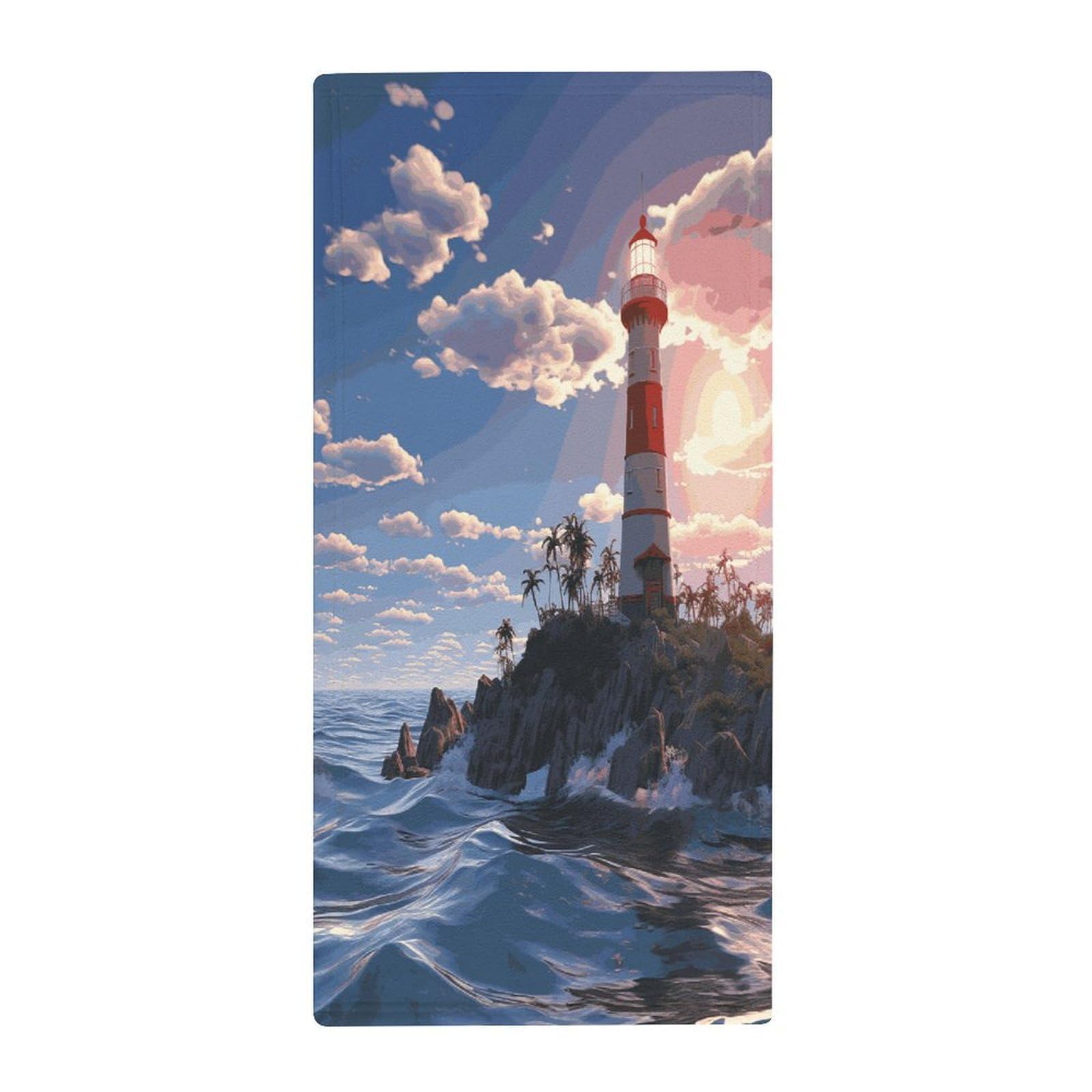Fekiloot Style Navigation Lighthouse Towels For Bathroom, Bath Towels 13.8 X 28.7 Inch, Hand Towel Multipurpose Use As Bath Fitness, Bathroom, Shower, Sports, Yoga Towel